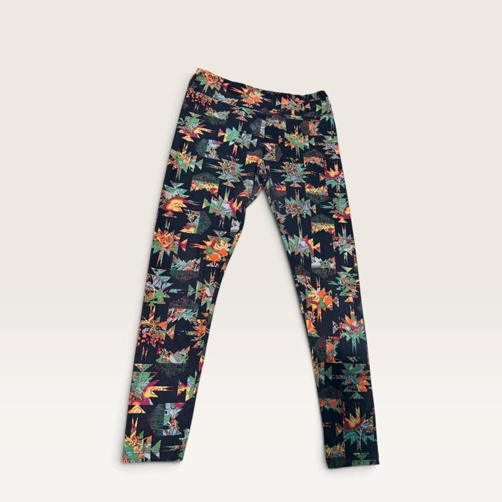 LuLaRoe TC Tall Curvy Leggings Black Tropical Floral 12-18